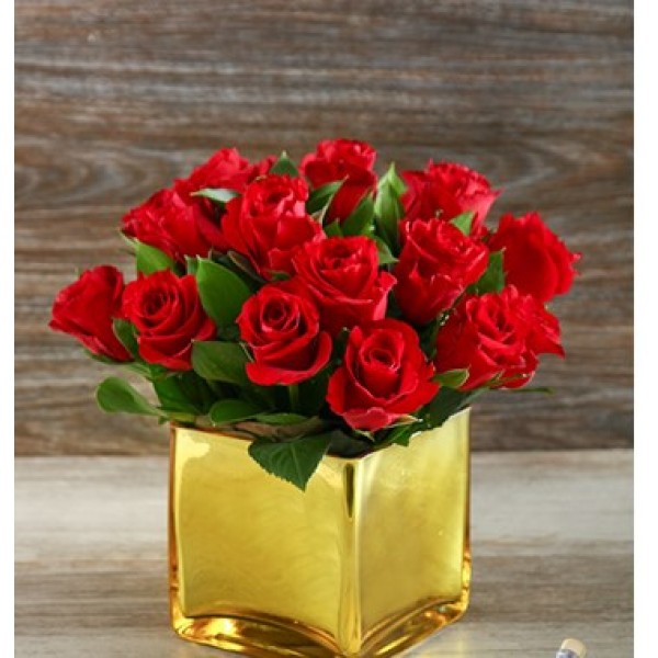 Stay Golden Red Rose Vase